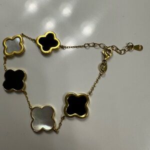 Gold and Black Clover Bracelet